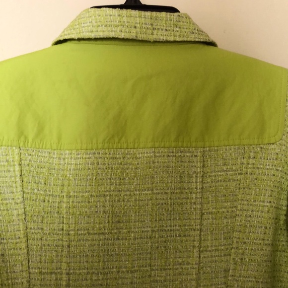T Tahari tweed& linen blazer in citrus green color - Picture 5 of 16